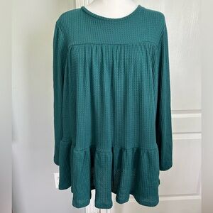 Oversized Teal Green Waffle Knit Boutique Top